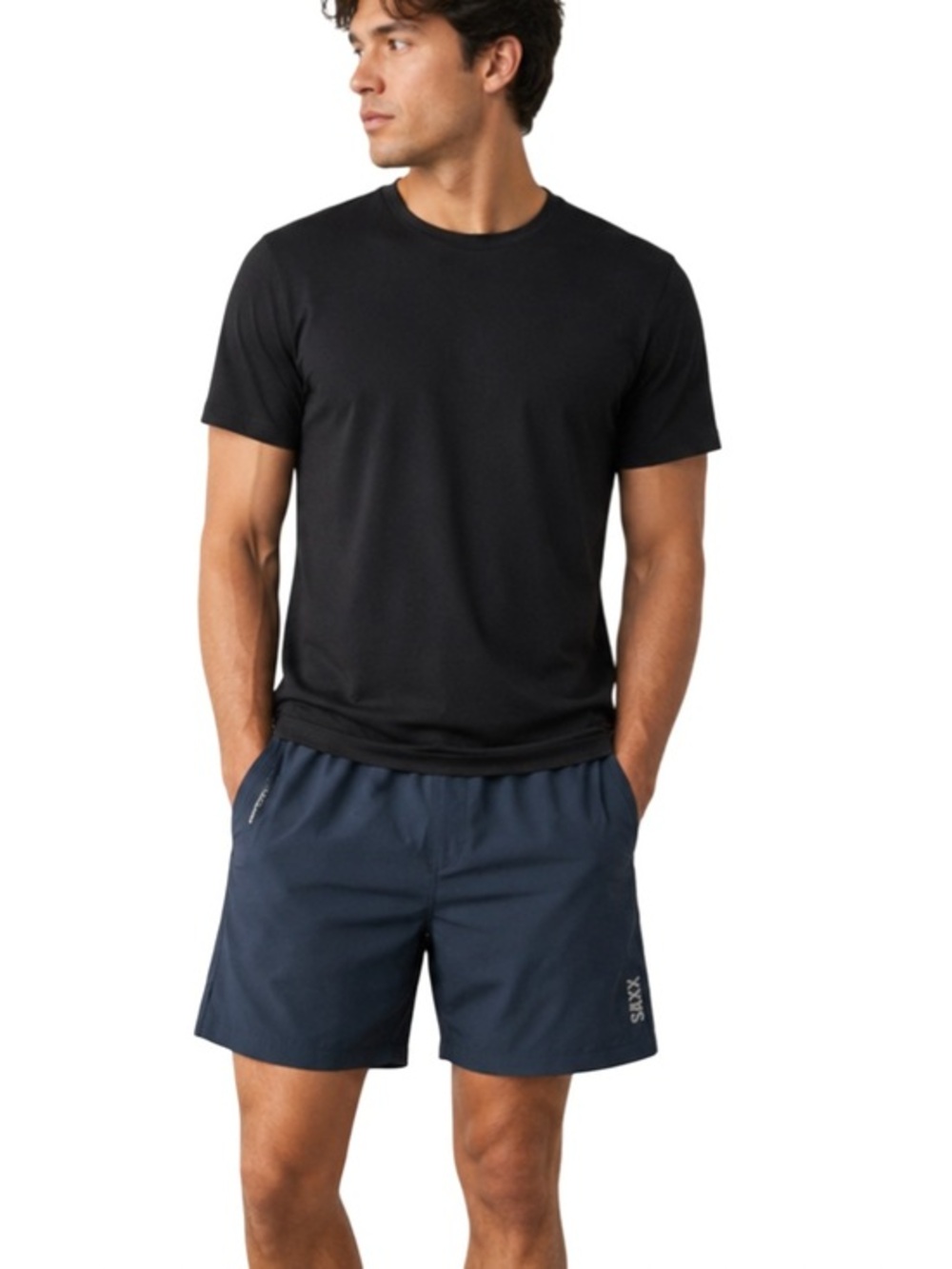 SAXX Kinetic Train 2N1 Men’s Athletic Shorts Size Medium Navy Blue Lined Gym